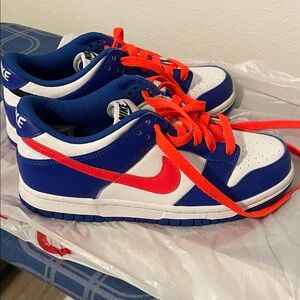 Nike Kids' Blue and White Sneakers with Orange Highlights